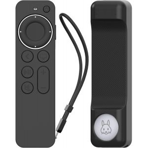 MEVRONISSHOP-Coque de t&eacute;l&eacute;commande pour Apple TV Siri Remote Control 4K 2021 avec support AirTag - AirTag non inclus - Coque de protection compl&egrave;te en silicone pour Apple TV 4K 2021 et AirTag (noir) - Neuf