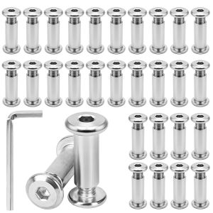 CHECARZHN--NO1-30 Pièces Vis De Connexion M6 X 20Mm, Vis Assemblage Meuble En Acier Inoxydable Avec Clé Hexagonale, Visde Reliure, Visde Raccordement Pour Meubles Armoires, Planches De Bois - Neuf