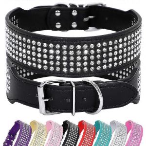 Collier Tendance En Cuir Pu Avec Strass Pour Grands Chiens, Largeur 5 Cm - Neuf