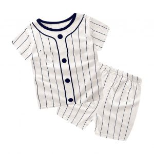 Ensemble D'ete Pour Bebe, T-Shirt A Manches Courtes Et Short A Rayures De Baseball (90) - Neuf