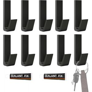 10x Crochet Adh&eacute;sif pour V&ecirc;tements,Cintre Mural en Aluminium,Comprend une Masse Adh&eacute;sive,Facile &agrave; Assembler,Crochet pour Jusqu'&agrave; 10kg,Servietes ou Sacs. Parfait pour la Salle de Bain o la Cuisine - Neuf