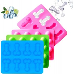 Bacs &Agrave; Gla&ccedil;ons,Moule Glacon 3 Pi&egrave;ces, Bac A Moule, Silicone Rigolo, Forme De Nouveaut&eacute;, Faites Vos Propres Pour Whisky, F&ecirc;te, Anniversaire&iquest;Vert +Rose +Bleu) - Neuf