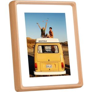 Fchhk-7x9 Pouces Cadre Photo 18x23 Cm, À Poser Ou À Fixer Au Mur, Pour Photo 18 X 23 Cm Maximum Et Avec Passe-Partout Pour Photo 13 X 18 Cm, En Hêtre Naturel - Neuf