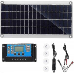 Kit panneau solaire 300 W 12 V avec chargeur de batterie et contr&ocirc;leur 10 A. Syst&egrave;me hors r&eacute;seau 300 W 12 V. - Neuf