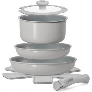 Subzonal-7 Pi&egrave;ces Casseroles Et Po&ecirc;les, Batterie De Cuisine Induction, Rev&ecirc;tement C&eacute;ramique Antiadh&eacute;sif, Fond Am&eacute;lior&eacute;, Chauffe Uniforme, Poign&eacute;es Amovibles Pour Camping, Sans Ptfe, Sans Pfoa - Neuf