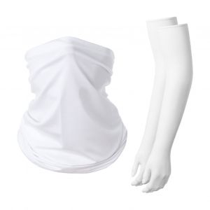 2 Pièces/Ensemble Ensemble De Manches Et Écharpe De Protection Solaire D'été Soie Glacée Bonne Respirabilité Bouclier Facial Anti-Poussière À Séchage Rapide Unisexe Couvre-Bras D'aventure Dans Le Désert De Cyclisme-Blanc - Neuf