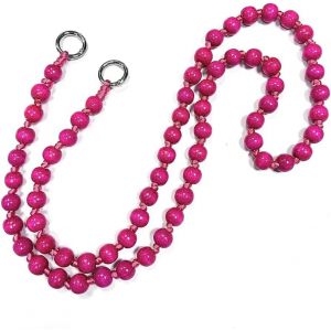 Kal-Chaîne De Téléphone Portable Avec Perles En Bois Multicolores - 120 Cm - Amovible - Universel - Anti-Perte - Pour Téléphone Portable - Pour Femme Et Fille - Rouge Rose - Neuf