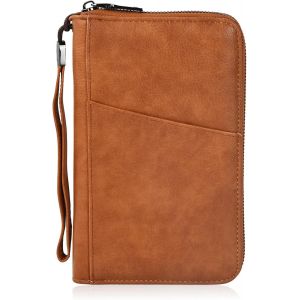 CAUC-Portefeuille Porte-Passeport Portefeuille Passeport Cuir PU Portefeuille de Voyage Familial Prot&egrave;ge Passeport avec Blocage RFID Porte-Document Pochette pour Femme Homme Cartes de Cr&eacute;dit (Marron) - Neuf