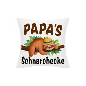 Taie D'oreiller En Lin 45x45 Cm Motif Paresseux Cadeau Humour Pour Papa D&eacute;coration Salon Chambre Beige Avec Zip Invisible - Neuf