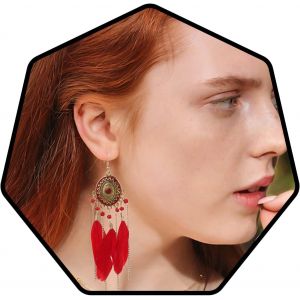 Boho Plume Gland Des Boucles D'oreilles Or Longue Turquoise Boucle D'oreille Bohême Voyage Plage Chaîne De Perles Accessoires D'oreille Pour Femmes Et Filles.[X2888] - Neuf