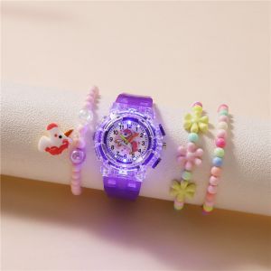 Montre Pour Enfants, Montre Lumineuse Violette, Montre-Bracelet Étanche Pour Enfants - Neuf
