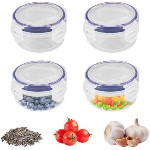 4pcs 120ml Petite Boite Alimentaire Plastique(Pp), Boîte Conservation Congélateur,Mini Boite Pour Congelation Alimentaires,Forme Ronde Avec Couvercle,Utilisée Pour Conserver Et Congeler - Neuf