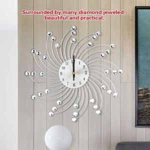 HJLIAN Horloge murale creative en fer en forme de fleur, horloge murale suspendue en diamant - Neuf