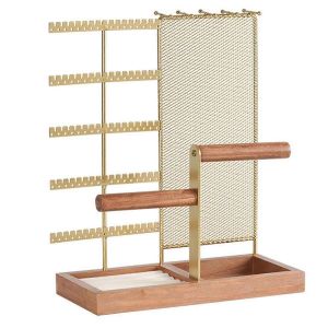 Porte-Bijoux Biaxial En Or Bo&icirc;te De Rangement Amovible En Bois De Base - Neuf