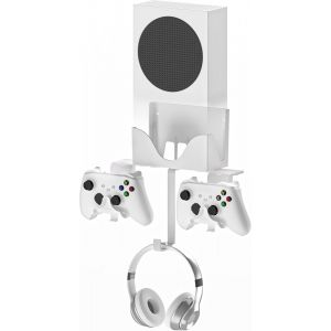 Support Mural Xbox Series S Ensemble pour Contr&ocirc;leur,Console et Casque,Support Solide avec Tapis Antid&eacute;rapant,Encoche de Chargement pour C&acirc;ble USB,Installation Facile - Neuf