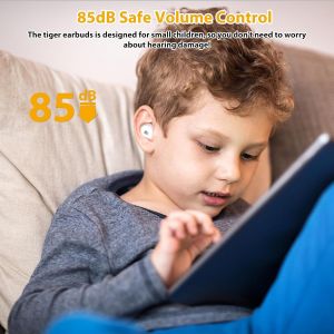 TIANYI-Écouteurs sans Fil pour Enfants, Forme de Tigre, Étanchéité IPX6, 30 Heures de Lecture, Casque Audio Enfant avec Micro pour École/iPad/PC/TV/Téléphone Portable, Jaune(6 Ans et Plus) - Neuf