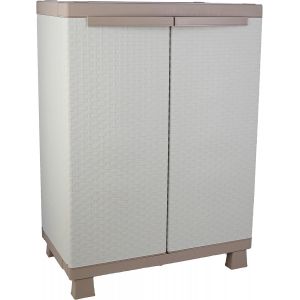 Ulteronixshop-C-Rattan 680, Armoire d'Int&eacute;rieur et d'ext&eacute;rieur, 2 Portes &agrave; Effet Rotin, 1 &Eacute;tag&egrave;re Int&eacute;rieure - Neuf