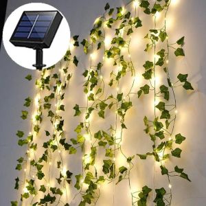 Feuille Solaire Fleur Led Chaîne Lumières Guirlande Artificielle Parterre Lumière Extérieure Fête De Mariage Jardin Clôture Cour Intérieure Décoration-10m 100led Lierre Grimpant - Neuf