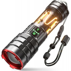 Cmwx-Lampe Torche Led Ultra Puissante, 900000 Lumens Lampe Torche Rechargeable Avec Lumi&egrave;re Camping, Zoomable, 11 Modes, &Eacute;tanche Portable Tactique Militaire Lampe De Poche (Noir) - Neuf