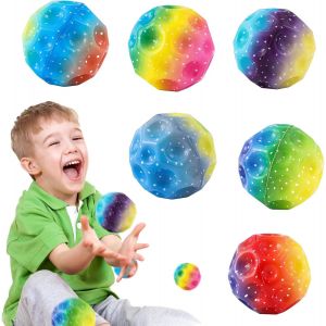RVKAL-Balle Saut Spatiale,6 St&uuml;ck Mini Balle Rebondissante Bouncing Space Ball Moon Bouncing Ball,Balle Lune Jouets D'Ext&eacute;rieur Pour Enfants,Interaction Parent-Enfant - Neuf