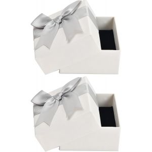 Trahoo-2 Pcs Petit Boite Cadeau, Boite Bijoux Cadeau Carr&eacute;, Ecrin Bijoux Avec Noeud, Coffrets Cadeaux Bague Vide, Couvercle Bo&icirc;tes Cadeaux Pour Pendentif, Boucle D'oreille, Collier Bague - Neuf