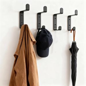 10 Pi&egrave;ces Crochet pour Panneau Acoustique, 13mm Crochet Porte Manteau &agrave; Percer, Patere Murale Noir pour Suspendre Manteaux, Chapeaux et Sacs - Neuf