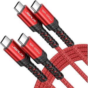 Kal-C&acirc;ble Usb C Vers Usb C 100w/5a (Lot De 2, 1m+1m), C&acirc;ble De Charge Rapide Compatible Avec Nintendo Switch 2 Iphone 16 Pro Max Samsung Galaxy S25 S24 Macbook Ipad Air Pro Carplay - Rouge - Neuf