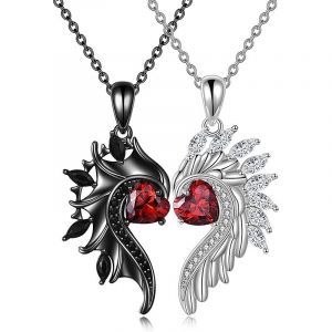 Collier Couple Ailes D'ange Et De Démon, Collier Assorti En Alliage Pour Homme Et Femme, Pendentif Symbole D'amour, Cadeau Pour Couple - Neuf