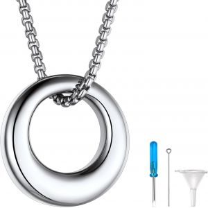 Kal-Collier Urne Pour Cendres Animaux Homme Femme,Pendentif Crâne/Serrure/N?ud Urne Funéraire Plaqué Or/Noir/Acier Inoxydable Avec Chaine 50+5cm,Bijoux Crémation Waterproof - Neuf