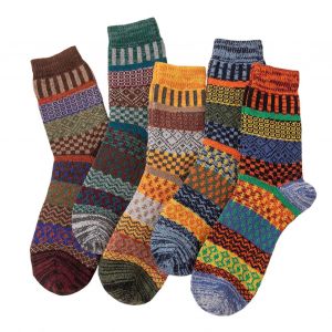5 Paires De Chaussettes D'hiver Pour Hommes Chaussettes En Coton À Tube Haut Style Ethnique Rétro Poignets Côtelés Élastiques Chaussettes Colorées Pour La Randonnée Sport Lavable En Machine Garder Au Chaud Bas Quotidiens Antidérapants-D - Neuf