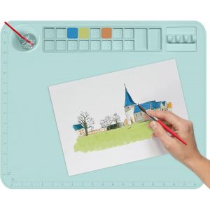 Subzonal-Tapis De Bricolage En Silicone, Grand Tapis De Bricolage En Silicone Pour Enfants &Agrave; Peindre, Tapis Ce Bricolage 40 X 50 Cm Avec Gobelets Propres, Art - Blau - Neuf