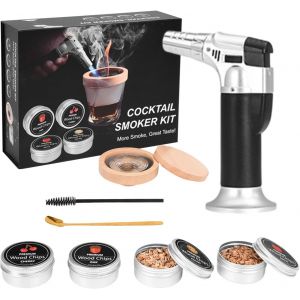 Ulteronixshop-Kit de Fumoir pour Whisky avec Copeaux de bois avec Torche et 4 Saveurs,Kit Fumoir Cocktail Cadeau pour Homme, Papa, Mari - Neuf