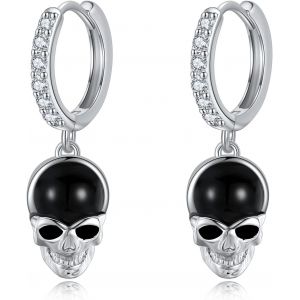 Chenquansarl-Boucles D'oreilles Pendantes En Argent Sterling 925 Avec Motif Tête De Mort - Bijoux Gothiques - Cadeau Pour Femme - Ordinaire - Zircone Cubique - En Argent Sterling - Ce N'est Pas Une P - Neuf