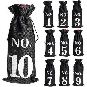 1 &Agrave; 10 Sacs De Vin En Toile De Jute D&eacute;gustation &Agrave; L'aveugle Cordon De Serrage Poche De Bouteille De Vin Manchons - Neuf