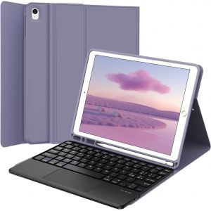 ChenQuanSarl-Clavier Avec Touchpad Pour Ipad 9.7""6Eme/5Eme Generation 2018/2017,Azerty Clavier Avec Pavé Tactile Pour Ipad 9.7 Pouces Ipad Air 2/1,Détachable Sans Fil Clavier Avec Porte-Crayon,Violet - Neuf