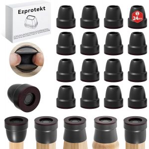 Protection Pied De Chaise Noir,16-20mm Patins Pour Chaises En Silicone Avec Feutre Épaissi,24 Pièces Petit Patin De Chaise Protections Tampon De Sol,Réduire Les Rayures - Neuf