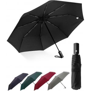 meimie-Parapluie Pliant Coupe-Vent,Ouverture Automatique De Fermeture,105 Cm Grand Parapluie Avec 8 Nervures En Alliage De Fibre De Verre,Compact Et Portable Parapluie Automatique - Neuf