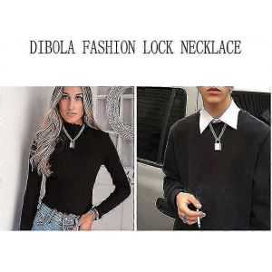 Collier de cadenas en acier inoxydable cha&icirc;ne de verrouillage pour hommes femmes argent - Neuf