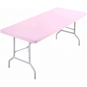 Sjzg-Nappe De Table Rectangulaire Extensible En &Eacute;lasthanne Avec &Eacute;lastique, Lavable Et Pliable - Pour Ext&eacute;rieur, Terrasse, F&ecirc;te, Camping, Table De Camping - Rose - 122 X 60 Cm - Neuf