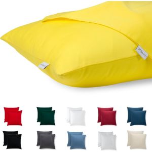 Cauc-Housse Coussin 50x50 Coton Satin Premium Lot De 2 Taie D'oreiller Pour Coussins Canap&eacute;/Lit Tissu Super Doux Resistant Et Lavable Hypoallerg&eacute;nique Anti-Acariens Avec Fermeture &Eacute;clair Invisible - Neuf