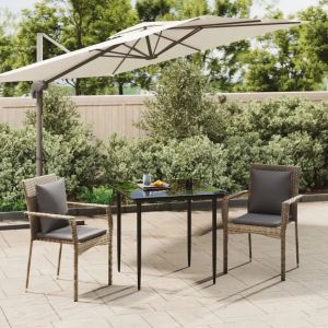 Prolenta Premium - Ensemble &Agrave; Manger Jardin 3pcs Avec Coussins Noir Et Gris - Neuf
