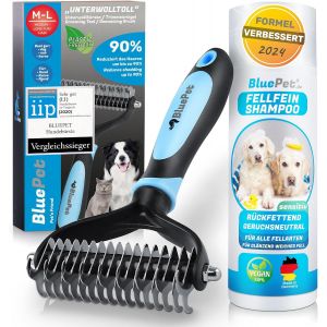 Jgd-Brosse Chiens & Chats &Agrave; Poil Long, Peigne D&eacute;m&ecirc;lage Professionnel, Pour Sous Poil Et N?uds, &Eacute;trille D&eacute;m&ecirc;lant Pour Poils Longs (M-L + Shampoo, M-L Hunde) - Neuf