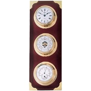 SUBZONAL-Station m&eacute;t&eacute;o nautique, barom&egrave;tre et station m&eacute;t&eacute;o, avec horloge, barom&egrave;tre, thermom&egrave;tre nautique 35 cm. Textes Barom&egrave;tre en espagnol - Neuf