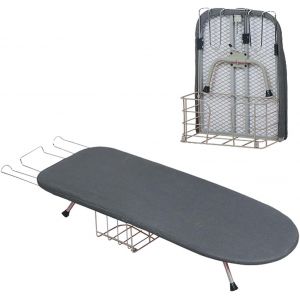 MEVRONISSHOP-Planche &agrave; Repasser Pliable avec Repose,Tischb&uuml;gelbrett B&uuml;gelbrett Klappbar,Table &agrave; Repasser Compacte avec Rev&ecirc;tement en Coton,Peu Encombrante,avec Support pour Fer &agrave; Repasser,81 x 30 Cm - Neuf