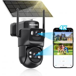 4K Dual Lens Outdoor Wifi Surveillance Camera, 360° Ptz Ip Camera, 8Mp Human Detection With Solar Panel, Automatic Tracking, Night Vision, Colour, Waterproof, Two-Way Audio, 2.4G/5Ghz - Neuf