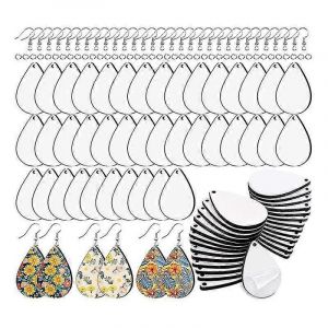 120 Pcs Sublimation Boucles D'oreilles Flans Avec Crochets De Boucles D'oreilles Et Anneaux De Jonction Mdf En Forme De Larme Boucles D'oreilles Blancs F - Neuf