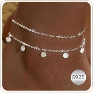 Senior-Set Of Anklets Gold Silver For Women Multistrand Adjustable Anklet Chain Beads 18k Gold Plated With Heart Cross Glitter Cz Accessories Summer Foot Chain Jewelry Women Girl[L35] - Neuf