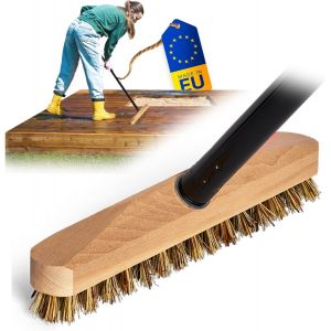 PATB-Brosse à récurer en bois avec poils - Avec filetage et manche à vis - 4 pièces - Brosse à récurer Union - Idéale pour le nettoyage du balcon, de la terrasse, du jardin, de l'intérieur et de - Neuf