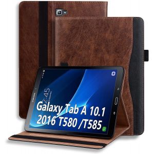Coque pour Samsung Galaxy Tab A6 10.1 2016 (SM-T580/T585) Tablette Housse de Protection ?tui Pencil Holder Support Multi Angles avec Auto Schlaf/Aufwach en Cuir PU pour Galaxy Tab A6 10.1 2016 Marron - Neuf