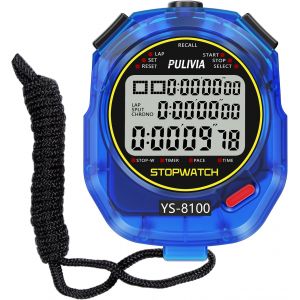 Ulteronixshop-Stopwatch Sports Minuterie 100 laps/splits Digital Stop Watch avec compte &agrave; rebours et calendrier d'alarme Grand &eacute;cran pour les entra&icirc;neurs, la course &agrave; pied, l'entra&icirc;nement sportif, bl - Neuf